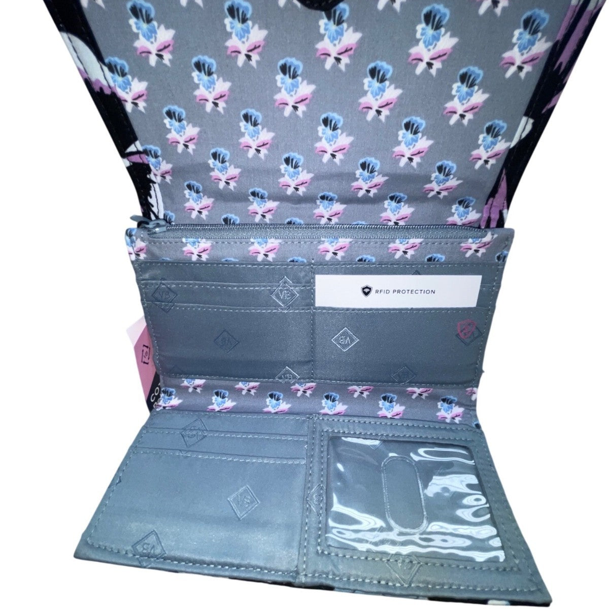 Vera Bradley Women’s Black Multicolor Quilted Floral Design RFID Trifold Wallet