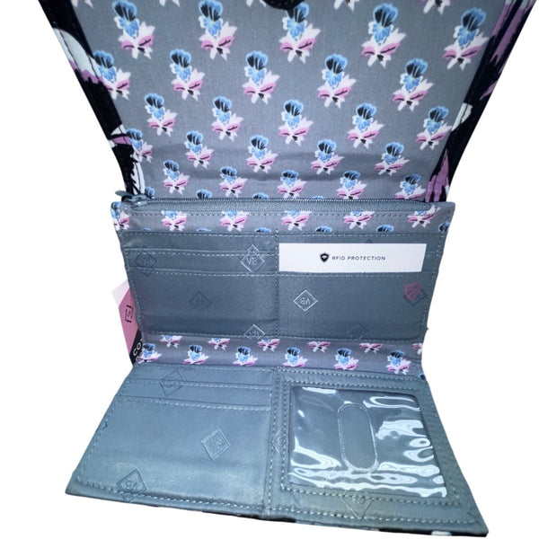 Vera Bradley Women’s Black Multicolor Quilted Floral Design RFID Trifold Wallet