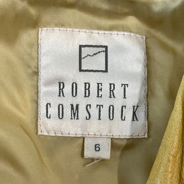 Robert Comstock Zip Up Yellow Rhino Leather Jacket Sz 6 (EU 38)
