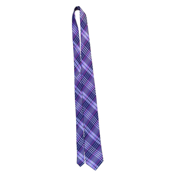 Covington Mens Purple Silk Plaid Necktie Classic Formal Dry Clean Only