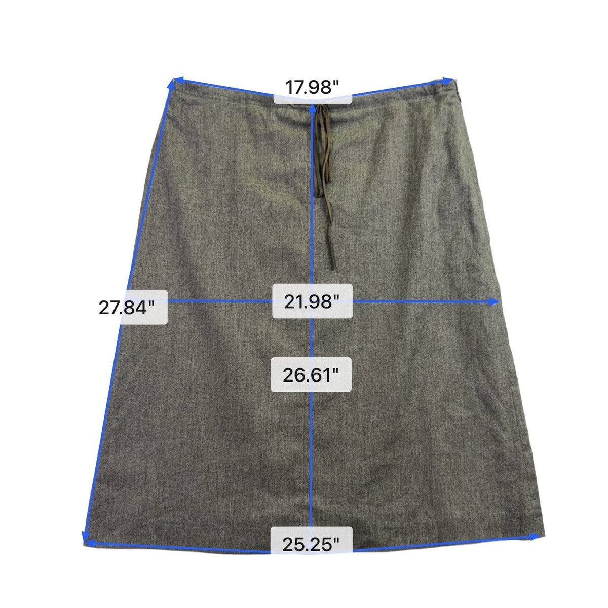 Banana Republic Womens Gray Wool Blend A-Line Skirt With Drawstring Waist Sz 14