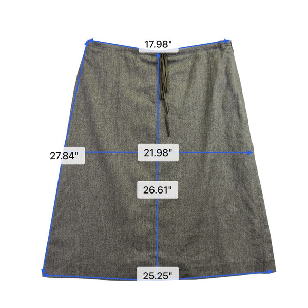 Banana Republic Womens Gray Wool Blend A-Line Skirt With Drawstring Waist Sz 14