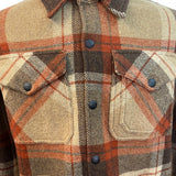RRL Ralph Lauren Plaid Wool-Blend Shirt Jacket Beige & Rust Mens Size L - New