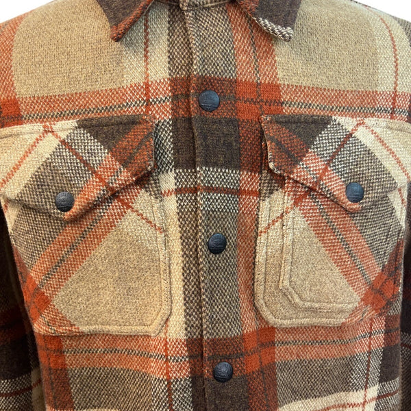 RRL Ralph Lauren Plaid Wool-Blend Shirt Jacket Beige & Rust Mens Size L - New