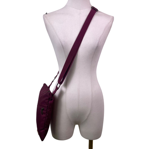 Eddie Bauer Womens Purple Nylon Adjustable Strap Zippered Pockets Crossbody Bag