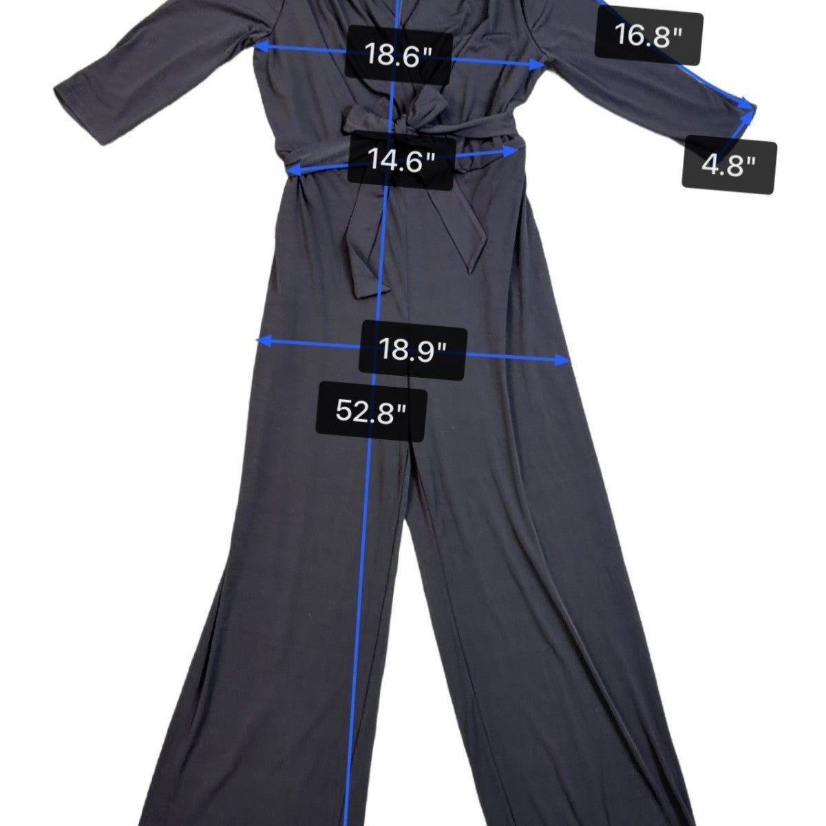 Chicos Womens Black Faux-Wrap Tie-Belt Jumpsuit Size 2 (12/14 )