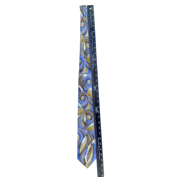 J. Garcia Mens Multicolor Silk Necktie Snail Garden Pattern