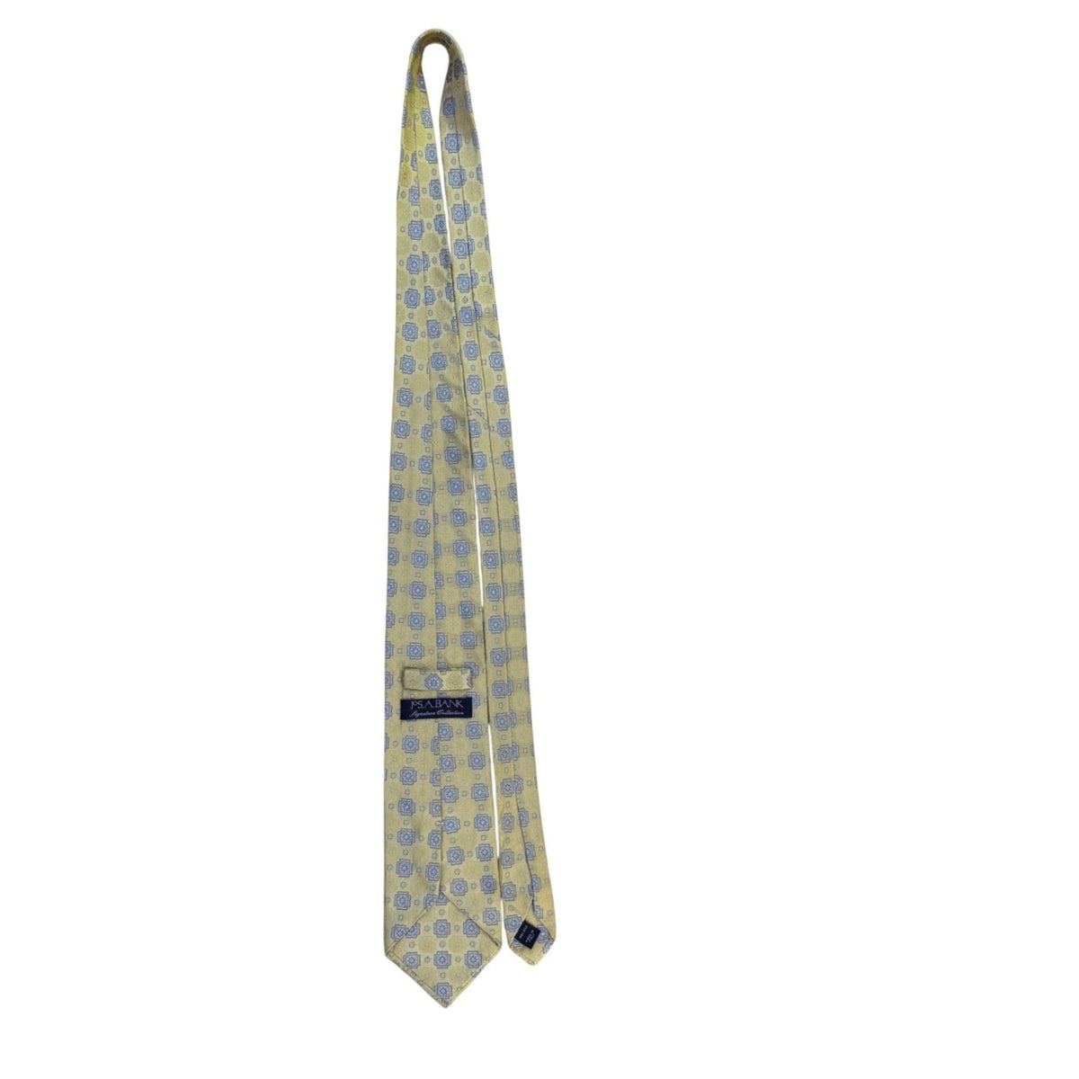 Jos. A. Bank Mens Yellow & Blue Silk Tie Signature Collection Geometric Pattern