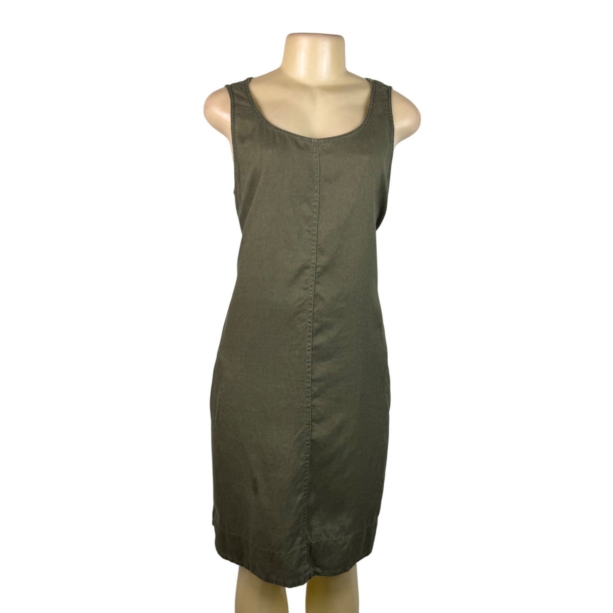 J Jill Womens Olive Linen Tank Shift Dress Sleeveless Relaxed Fit Size M