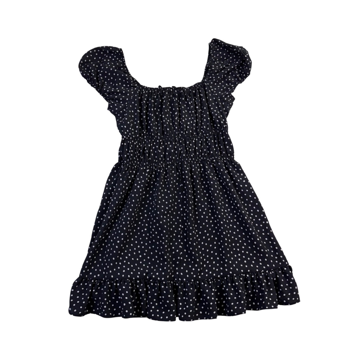 Asos Womens Black White Polka Dot Short-Sleeve Smocked Mini Dress Size 10