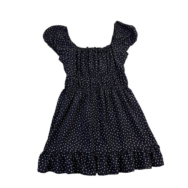 Asos Womens Black White Polka Dot Short-Sleeve Smocked Mini Dress Size 10