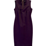Calvin Klein Womens Purple Ruffled Neckline Sleeveless Sheath Dress Size 4