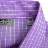 Kenneth Cole Reaction Mens Lavender Cotton Flex Slim Fit Long Sleeve Dress Shirt