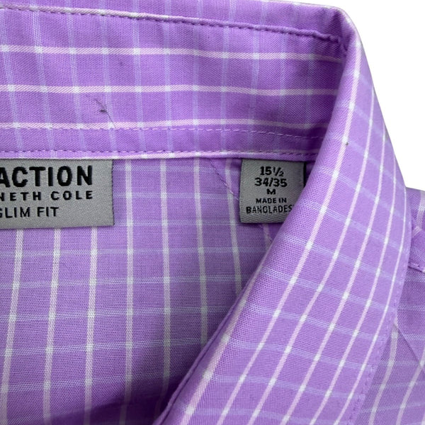Kenneth Cole Reaction Mens Lavender Cotton Flex Slim Fit Long Sleeve Dress Shirt