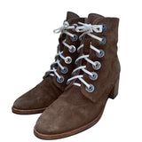 Freda Salvador Women’s Brown Suede Lace-Up Stacked Heel Ankle Boots Size 5