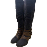 Cato Women’s Black & Brown Triple Buckle & Zip Closure Knee High Boots Size 9M
