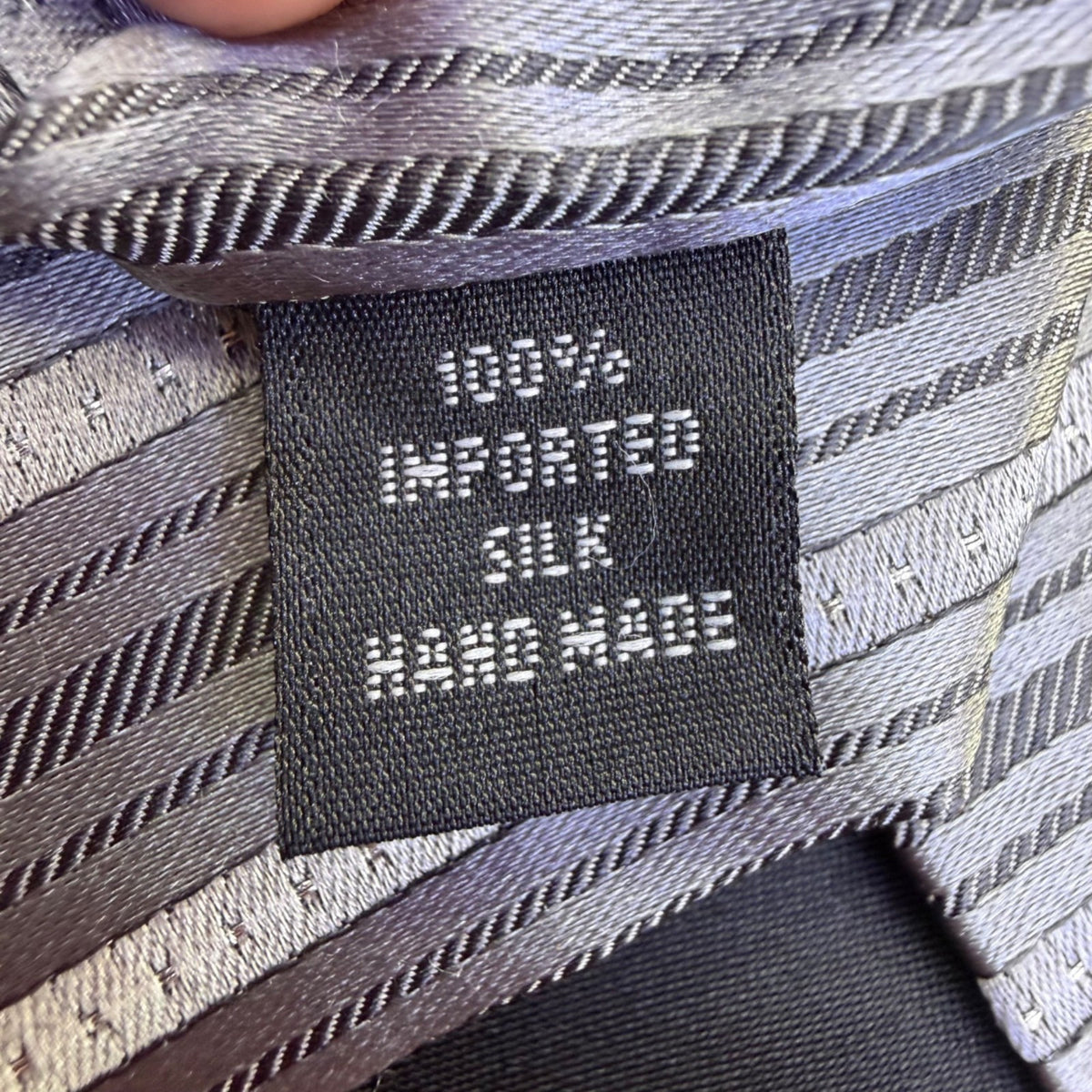 Kenneth Cole Mens Grey/Blue Silk Handmade Striped Tie Business Formal