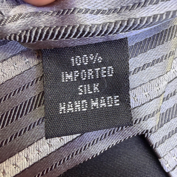 Kenneth Cole Mens Grey/Blue Silk Handmade Striped Tie Business Formal