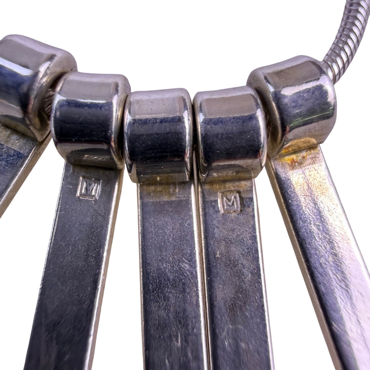 Sterling Silver Tone Womens Modernist Necklace Rectangle Bar Pendant Snake