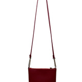 Calvin Klein Women’s Red Faux Leather Chain Strap Zip Closure Crossbody Bag