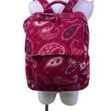 Vera Bradley Women’s Red Cotton Quilted Paisley Print Adjustable Straps Backpack