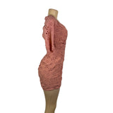 ASOS Womens Pink Eyelet Ruched Mini Dress Three-Quarter Sleeves Sz 4 - New