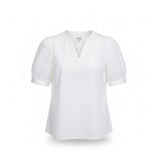 J.Crew Womens White V-Neck Puff Sleeve Top Lightweight & Stylish Sz M