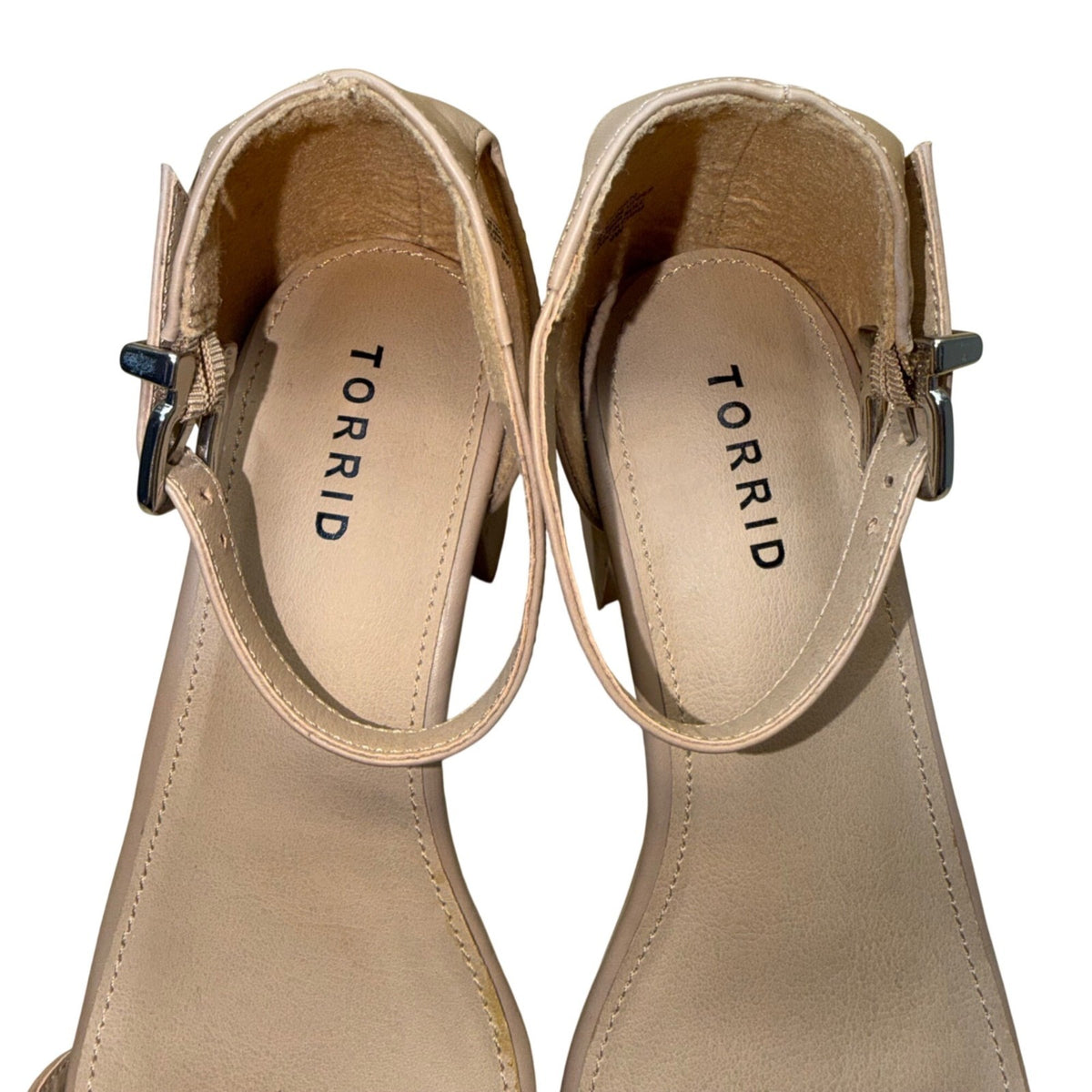 Torrid Women’s Nude Double Strap Buckle Closure Block Heel Sandals Size 9W