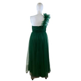 Missacc Green One-Shoulder Tulle Evening Gown Women's Formal Dress - New