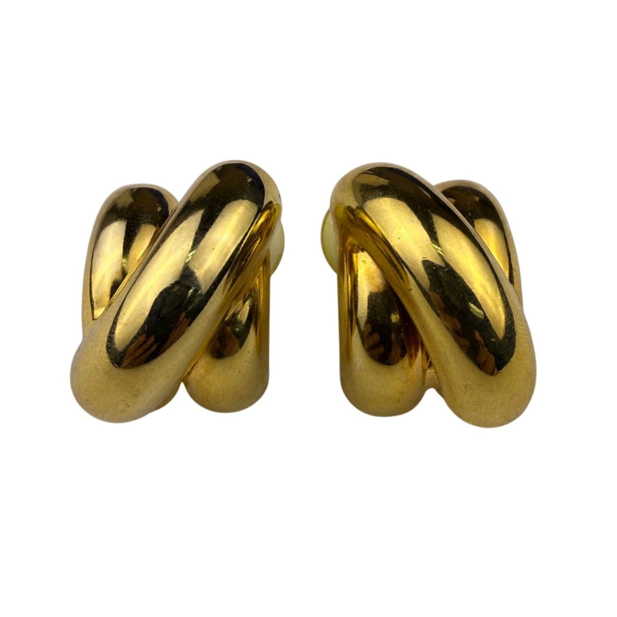 Gold Tone Womens Twisted Knot Stud Earrings Lightweight Metal Modern Design
