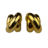 Gold Tone Womens Twisted Knot Stud Earrings Lightweight Metal Modern Design