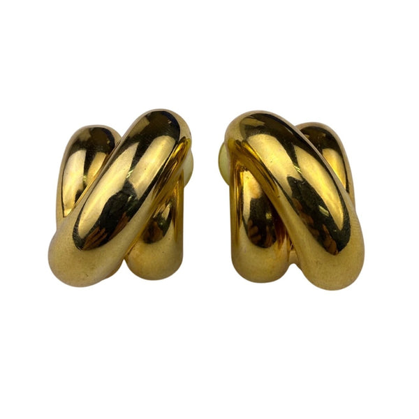 Gold Tone Womens Twisted Knot Stud Earrings Lightweight Metal Modern Design