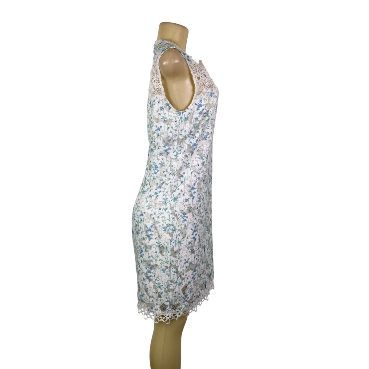 Elie Tahari Womens White Floral Lace Trim Sleeveless Dress Summer Size 8