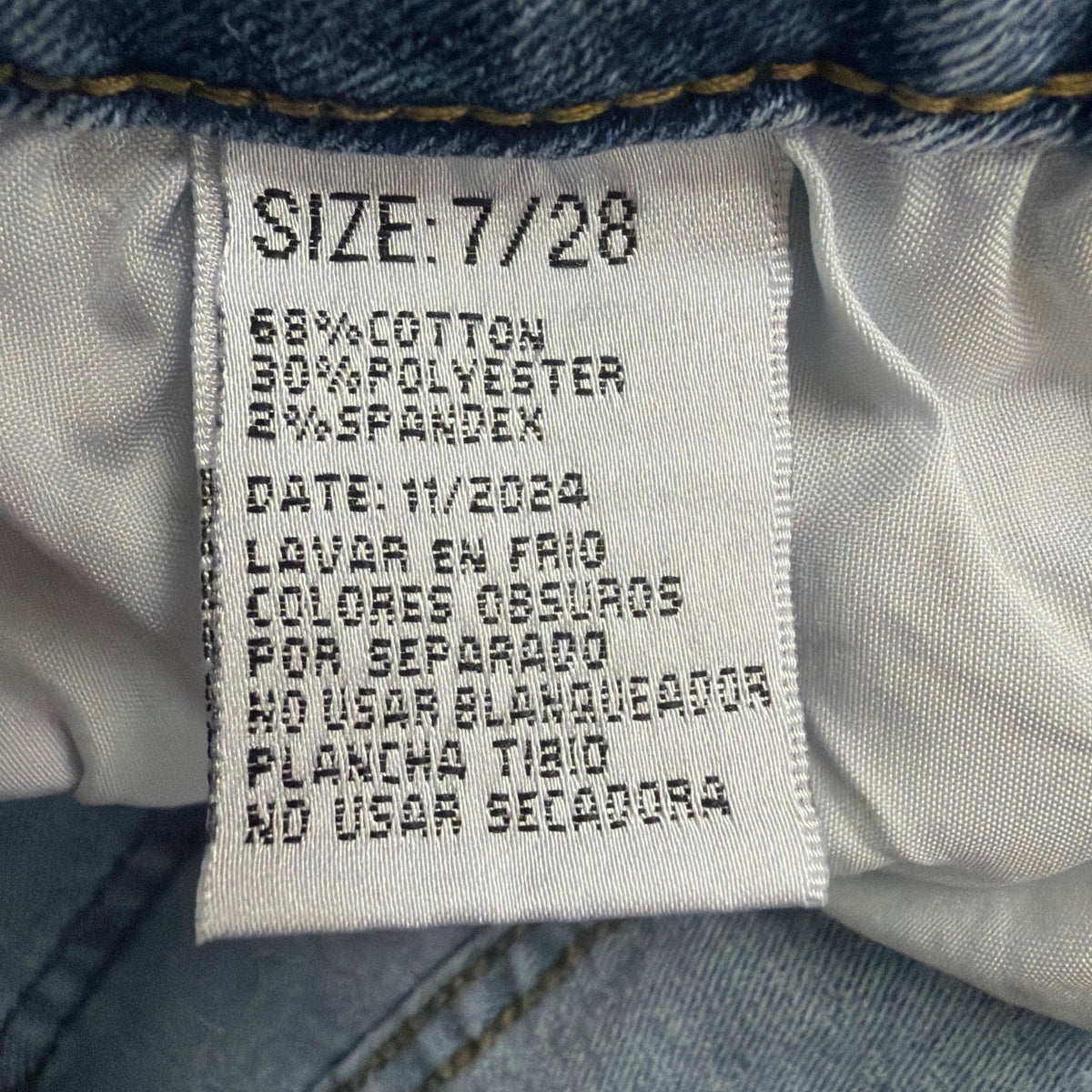 Bamboo Womens Blue Denim Embroidered Flare Jeans Raw Hem Size 7/28