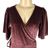 Baltic Born Womens Brown Velvet Wrap Maxi Dress Elegant Soft Fabric Size L