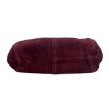 Coach Womens Burgundy Suede Hobo Bag Handcrafted Spacious Interior Zip Closure