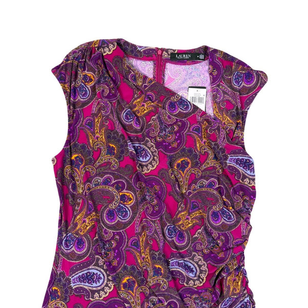 Lauren Ralph Lauren Womens Purple Paisley Sleeveless Dress Size 18
