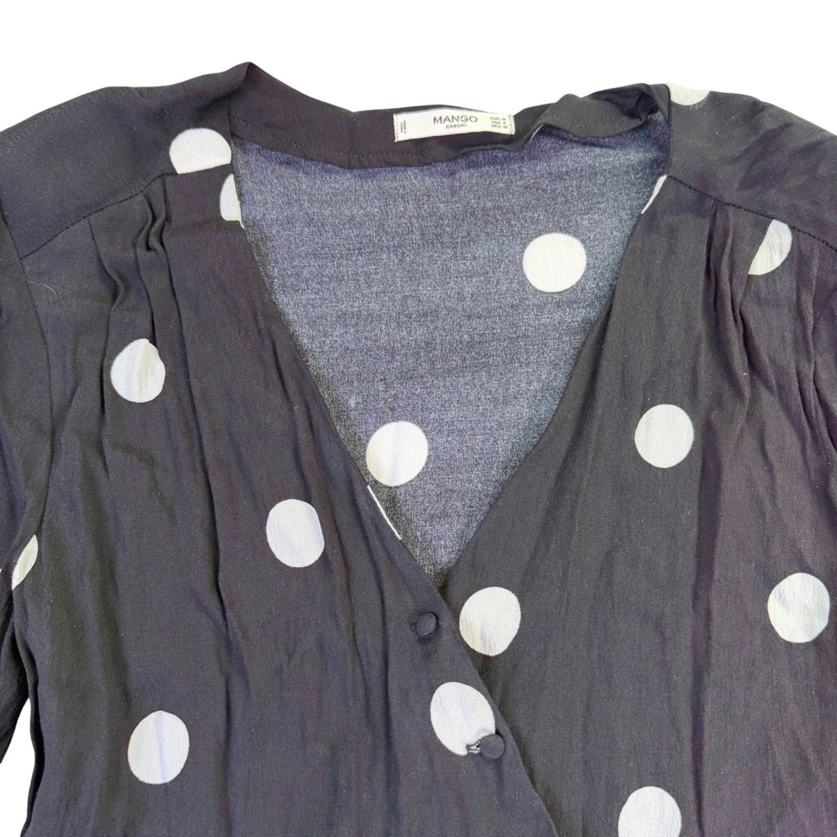 Mango Womens Black Viscose Polka Dot Long-Sleeve Casual Dress Size M
