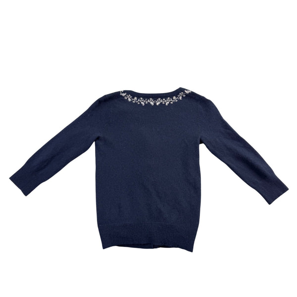 Lucky Brand Womens Navy Embroidered Button-Up Cardigan Size S