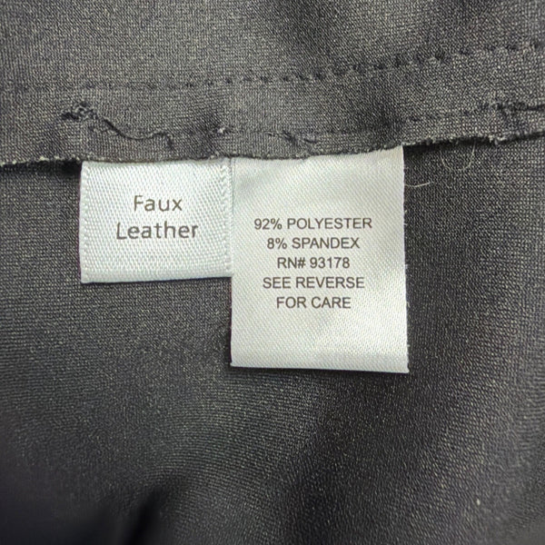 Truth Women Black Faux Leather Button-Down Shirt With Pockets Sz Small 