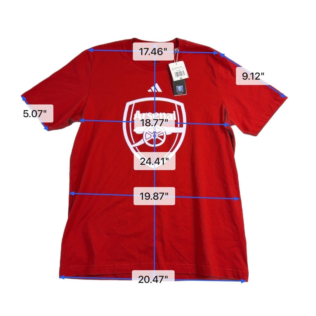 Adidas Mens Red Cotton Arsenal Graphic T-Shirt  Sportswear Casual Size M
