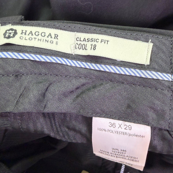 Haggar Mens Black Classic Fit Pleated Cool 18 Dress Pants Size 36W x 29L