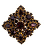 Bohemian Garnet Gold-Tone Metal Vintage Brooch Red Stones Intricate Design