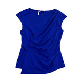 Grace Karin Women Blue Cap Sleeve Draped Tunic Top With Short Sleeves Size M