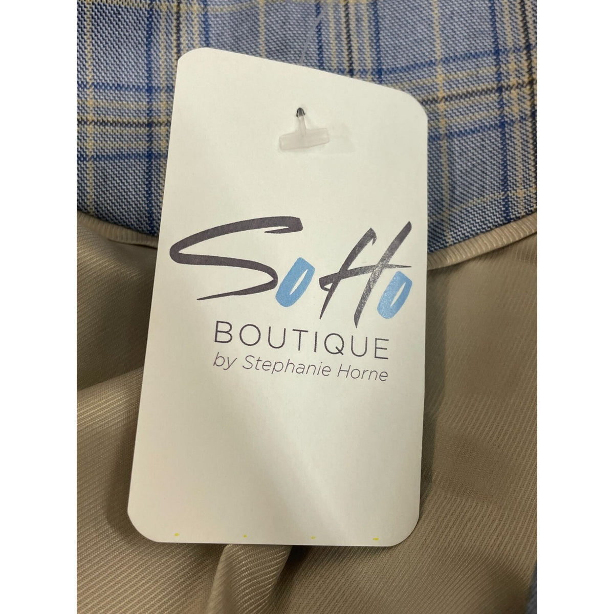 SOHO by Stephanie Horne Women's Blue and Gray Plaid Blazer Sz S