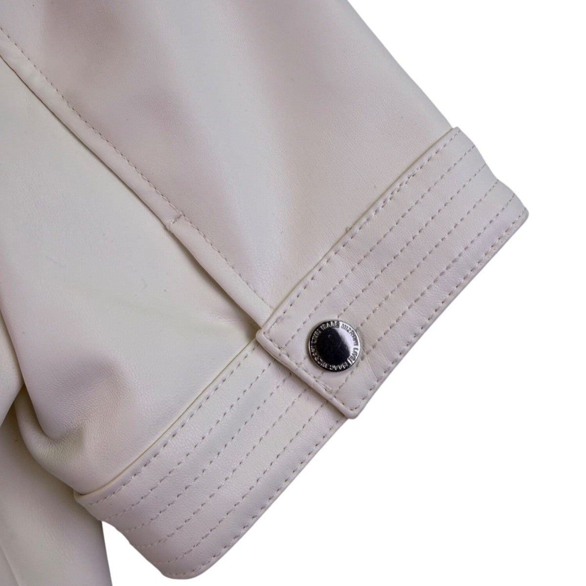 Isaac Mizrahi Live Womens Off-White Faux Leather Cropped Jacket US Size 16