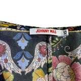 Johnny Was Womens Black Silk Floral Maxi Dress V-Neck Flowy Fit Sz XS 