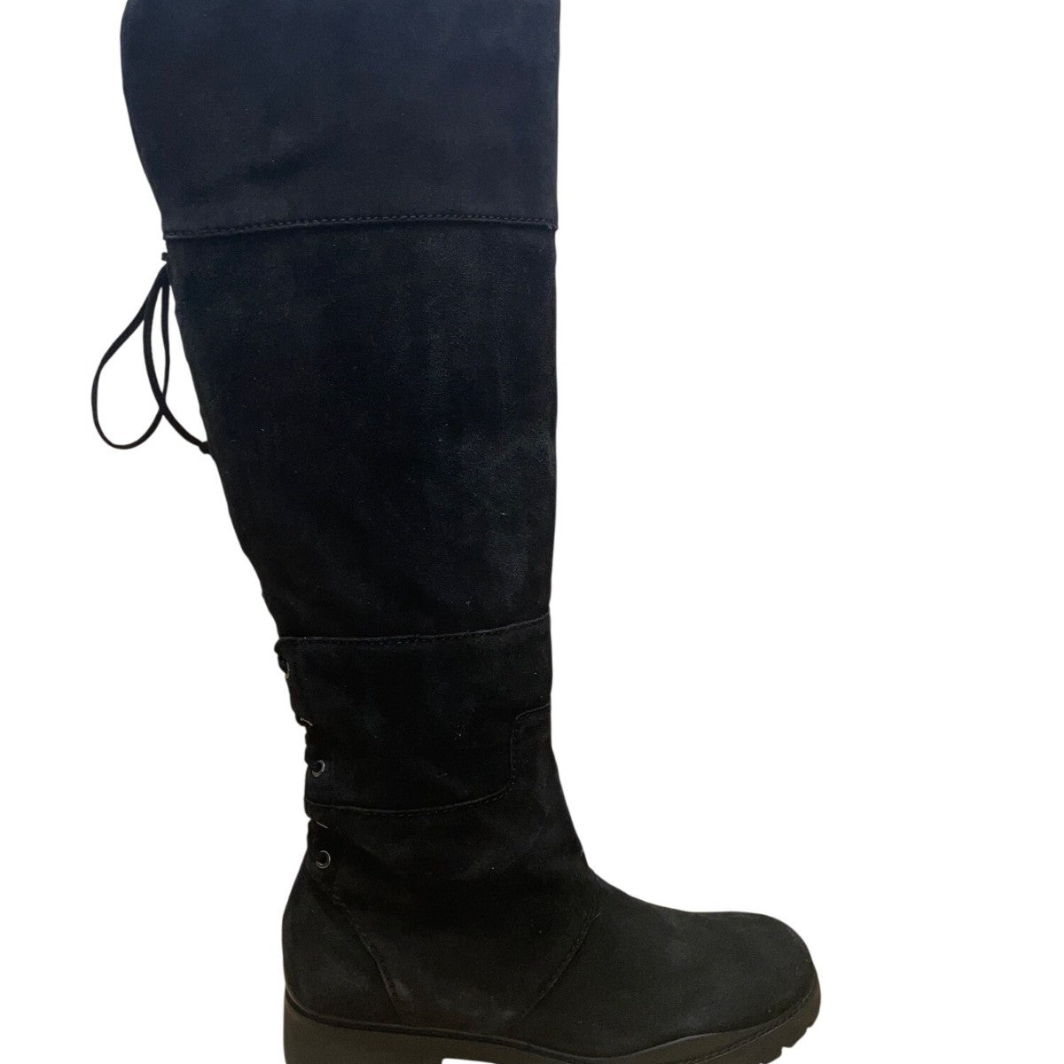 Nine West Women’s Black Suede Lug Sole Lace-Up Knee-High Mavira Boots Size 10M