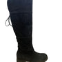 Nine West Women’s Black Suede Lug Sole Lace-Up Knee-High Mavira Boots Size 10M