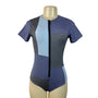 Lisa Marie Fernandez Women's Blue and Gray Zip Up Bodysuit Sz 11 (EU 45)